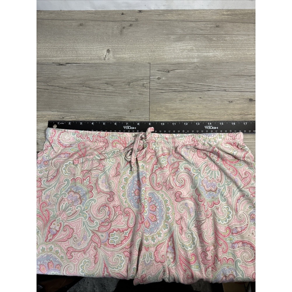 Lauren Ralph Lauren Women's M Pink Paisley Short Sleeve Cotton Pajama Crop Pant - Picture 7 of 10